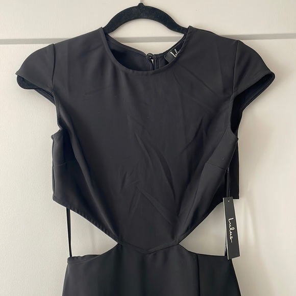 NWT Lulus black cut our floor length dress, SM - Picture 3 of 5